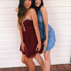 burgundy homecoming dress